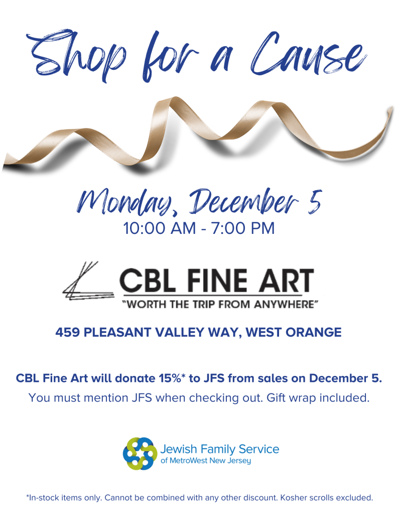 Shop for a Cause December 5 at CBL Fine Art in West Orange.
